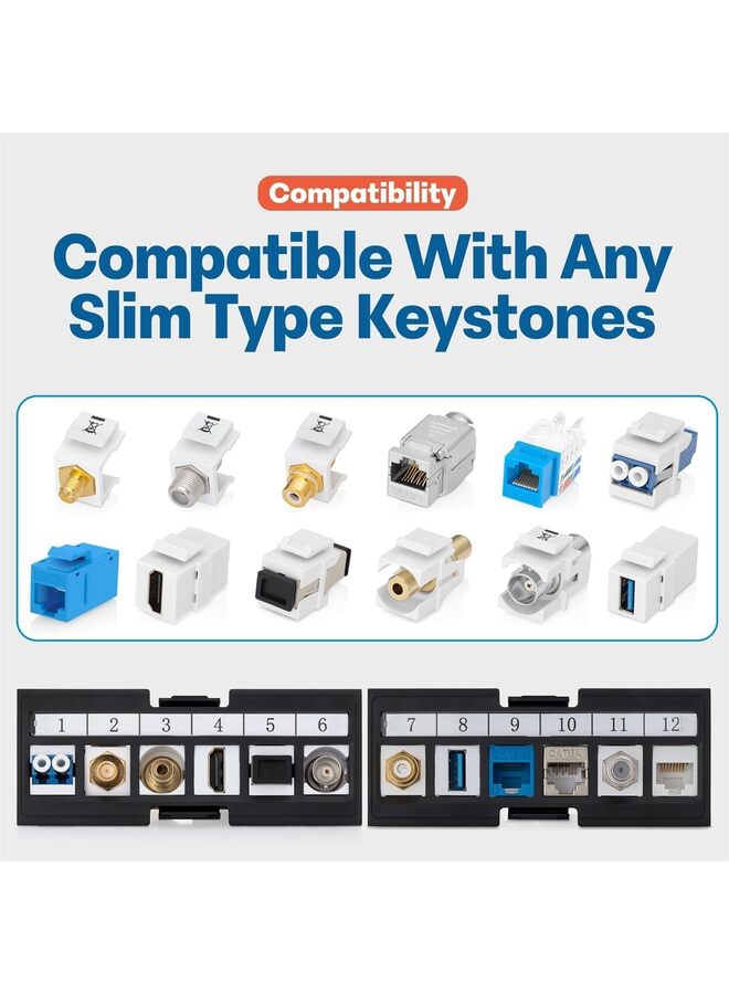 LAMAY 24 Port Patch Panel Use with Slim Profile Keystones ONLY (Wider Jacks May not fit Side by Side) Snap-in Design with Adjustable Rear Cable Management Bar for RJ45 HDMI Coax Speaker - Image 3